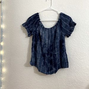 Super cute blue shirt with ruffles on the sleeves
